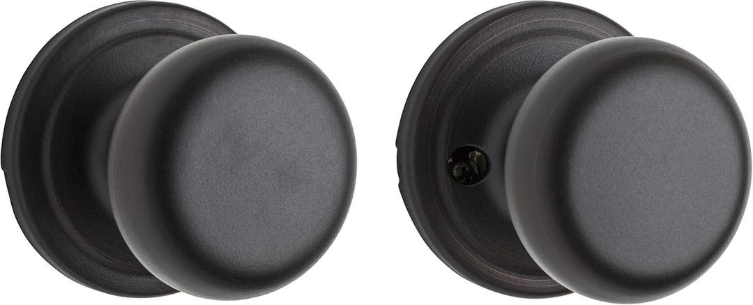 Kwikset Hancock Interior Passage Door Knob, Handle For Closet and Hallway Doors, Non-Locking Doorknob in Venetian Bronze, with Microban Protection