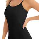 5 Pack Camisole with Shelf Bra Cotton Spaghetti Strap Tank Top (Black, L)