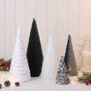 Thyle 5 Pcs Christmas Cone Tree Centerpieces, Glitter Christmas Cone Tree Table Decorations Mantel Tray Tabletop Centerpiece Crafts for Xmas Party Winter Wedding Home Decor, 4 Sizes(White, Grey)
