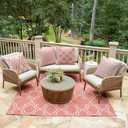 2 x OTOSTAR Set of 4 Waterproof Throw Pillow Covers 20x20 Inch Farmhouse Geometric Square Pillow Cases for Couch Patio Furniture Balcony Garden Outdoor DecorationGeometry40-Pink