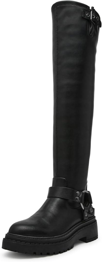 Steve Madden Women's Elizah, Black Leather, 10
