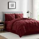 BOURINA Comforter Sets 8 Pieces - Pleat Quilted Soft Warm Oversized Microfiber Luxury Comforter Set, Red Violet Queen (88x88inch)