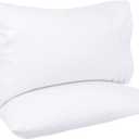 Amazon Basics 400 Thread Count Cotton Pillowcases, Standard, 30" L x 20" W, White - Set of 2, Pillows Not Included