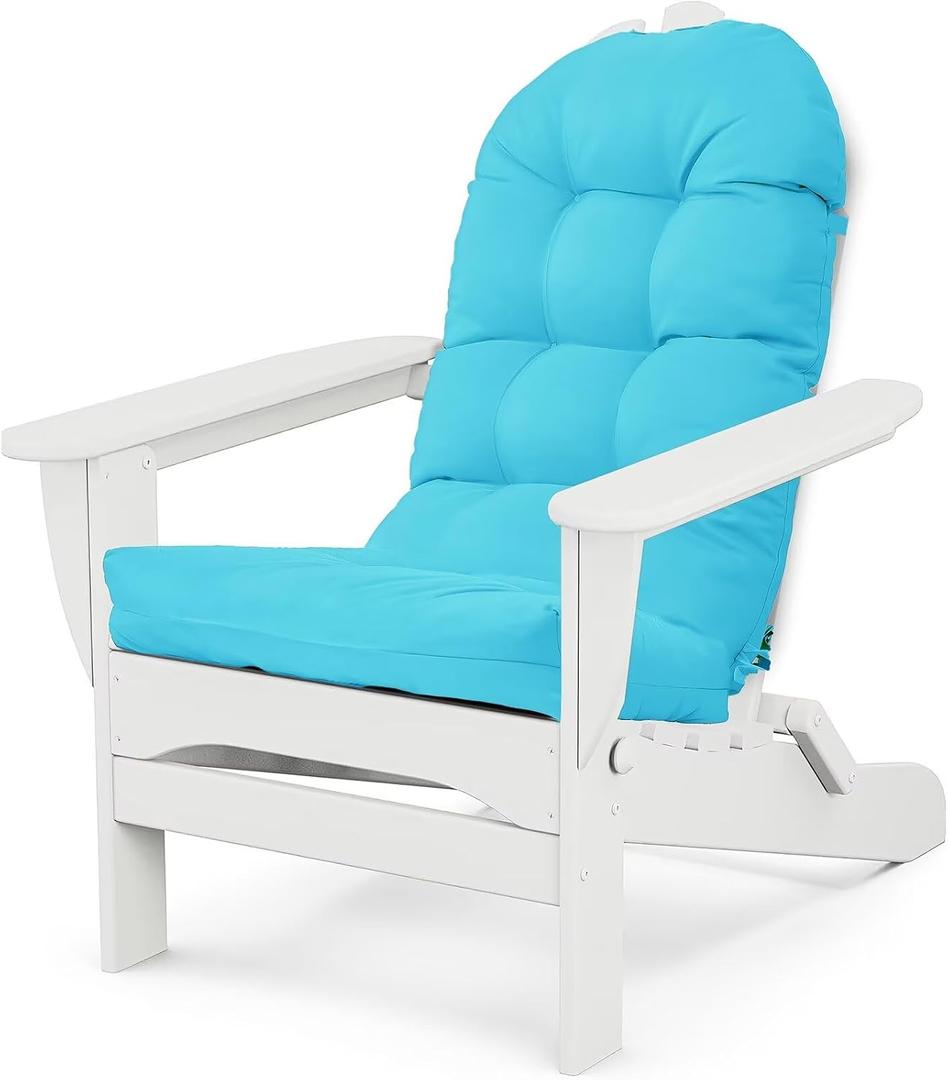 Adirondack Chair Cushion, Waterproof Outdoor Seat Cushions for Patio Furniture, Thick High Back Replacement Pad for Porch Lawn Wicker Dining Desk Chair, Rocking Chair Cushion, Teal, 44x19in