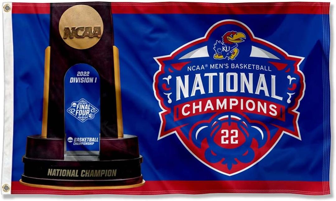 Kansas KU Jayhawks 2022 Basketball National Champions 3x5 Banner Flag