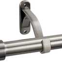 1-Inch Diameter Curtain Rod, Adjustable Rod Set with Premium Aluminum Brackets and Finials, Single Heavy-Duty Curtain Rods for Windows (Matte Brushed Grey, 48-86")