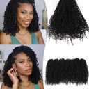 14 Inch 7 Packs Pre Twisted Yanky Twist Crochet Hair with Curls Natural Black Pre Looped Yanky Twist Hair Synthetic Spring Twist Crochet Hair for Women (1B, 14 Inch (Pack of 7))