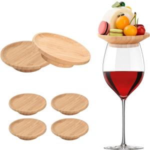 6 Pcs Wine Glass Charcuterie Topper, 4" Mini Charcuterie Boards, Wine Appetizer Plates for Family Gatherings, Restaurants, Bars