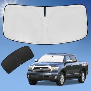 Sun Shade Sunshade for Toyota Tundra Windshield Cover, 4-Layer Front Window Shade Custom fit Tundra 2007-2021 Limited SR5 Platinum TRD Pro Pickup Sun Visor 240T Shade Blocks UV Rays Car Accessories