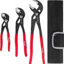 3piece Water Pump Pliers Set 8/10/12 inch Groove Joint Pliers Set Non-Slip Grip Precision Clamping Plumbing Lock Plier for Repairs Quick Release Adjustable Plier Set