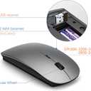 Wireless Keyboard and Mouse Ultra Slim Combo, TopMate 2.4G Silent Compact USB 2400DPI Mouse and Scissor Switch Keyboard Set with Cover, 2 AA and 2 AAA Batteries, for PC/Laptop/Windows/Mac - Gray Black
