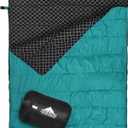 AGEMORE Cotton Flannel Double Sleeping Bag for Camping, Backpacking Or Hiking. Queen Size 2 Person Waterproof Sleeping Bag for Adults Or Teens. Lightweight with Compression Sack