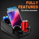 Universal Center Console Organizer for Truck Bench Seat & SUV, Truck Floor Console with Expandable Cup Holders, Fits Silverado Minivan, Stable Transmission Hump Storage Box for Car Backseat (Black)