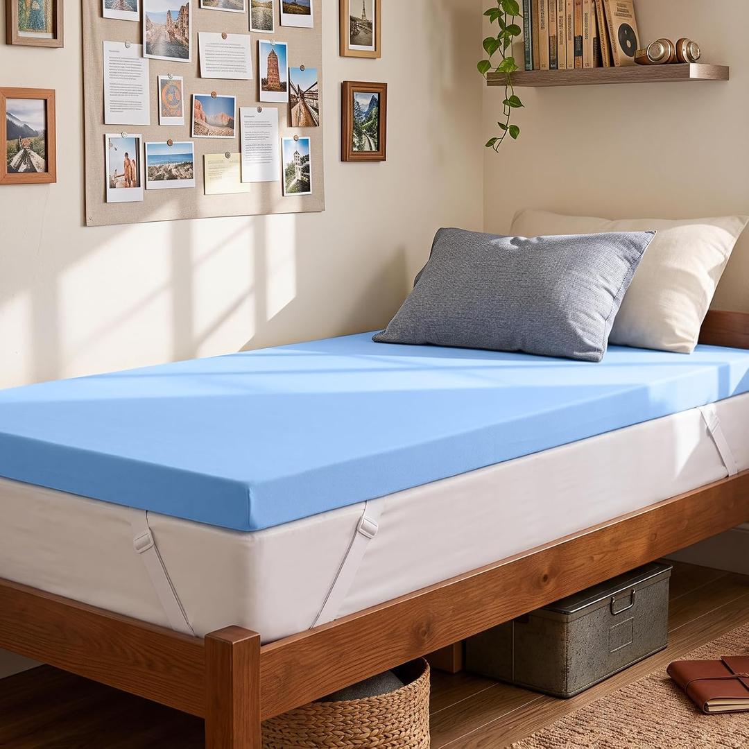Ninemoon 3 Inch Memory Foam Mattress Topper with Cool Nylon-Spandex Cover, Twin XL
