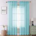 Lecloud Aqua Sheer Curtains for Living Room 90 Inches Long 2 Pcs, Voile Solid Color Airy Bedroom Decor Privacy Drapes, Dual Rod Pockets Light Filtering Soft Window Curtains, Each Panel 42" W x 90" L
