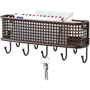 Deco Brothers Wall Key Holder and Mail Organizer, Bronze