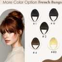 Human Hair Clip in Bangs Dark Brown Soft Layered Fringe French Fake Bangs Hair Hairpieces for Women Curve Bangs for Daily Wear & Halloween French Dark Brown