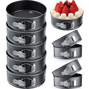 Sunnyray 16 Pcs Mini Springform Pan Set, 4.7 Inch Small Nonstick Cheesecake Pans with Removable Bottom, Leakproof Carbon Steel Cake Molds for Air Fryer Baking, Mini Quiche & Pizza Bulk Pack