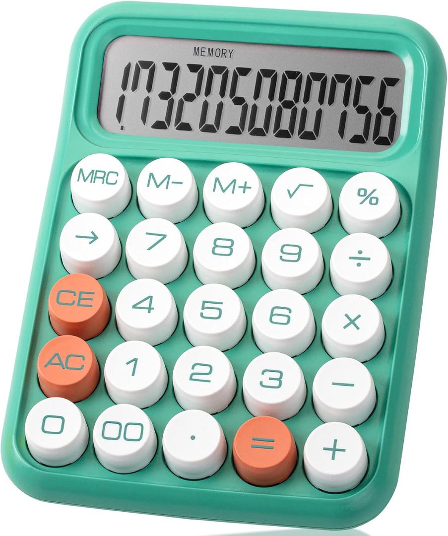 Mr. Pen- Mechanical Switch Calculator, 12 Digits, Large LCD Display, Earthy Green Calculator Big Buttons (Pistachio)