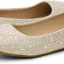 DREAM PAIRS Women's Sole-Shine Rhinestone Ballet Flats Shoes (Size 8)