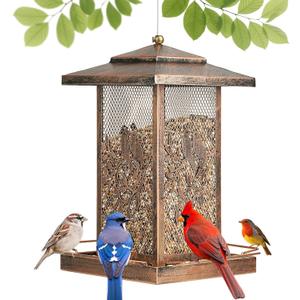 LBTING Bird Feeder for Outside, Metal Lantern-Shaped Bird Feeder, Wild Bird Feeders for Hanging Outdoor Garden Yard, Birds Pattern