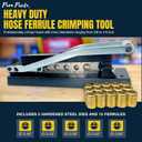 Heavy Duty Ferrule Crimping Tool Air Hose Repair Kit for 3/8, 5/16, 1/4 inch ID Hoses, Crimper w/ 5 Hardened Steel Dies & 15 Ferrules Fittings, Torch & Compressor Crimpers