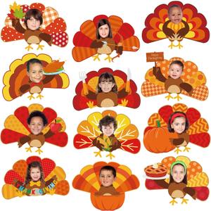 Kosiz 60 Pcs Turkey Decorations for Classroom Turkey Paper Cutouts Thanksgiving Bulletin Board Decor Paper Cut Decoration for Classroom Office Thanksgiving Party Wall Decor, 12 Styles