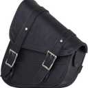 GARGOYLE BELLS Premium Naked Leather Swing Arm Bag For Motorcycle Left Side Solo Bags Saddle Bags For Softails Choppers (Style-1, Black)