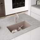 BLANCO Precis Reversible 1-3/4 Double Bowl Kitchen Sink with Low Divide, Truffle