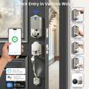 Veise VE017G-H Wi-Fi Smart Fingerprint Front Door Lock Set, Remote App Control, Keyless Entry Deadbolt with Handle, Backlit Keypad, IP55 Weatherproof, Auto Lock, Easy to Install, Satin Nickel