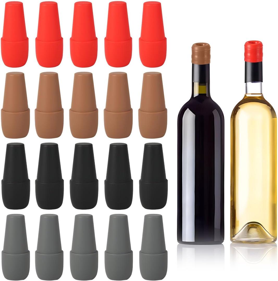 20pcs  Stoppers for  Bottles, Silicone Bottle Saver Reusable  Sealers Double Seal Bottle  Toppers Cover Caps Plug to Keep  Fresh for Beer Champagne Home Use