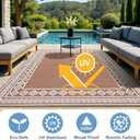 OPPODREAM Outdoor Rug 8x10 Patio Waterproof, Large Outdoor Plastic Straw Rug, Reversible Out Door Carpet for Camping, Deck, Rv, 8 x 10 Area Carpet for Balcony, Porch, Backyard, White & Brown