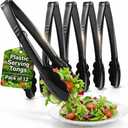Plastic Tongs for Serving (Pack of 12) 9 Inch - Heavy-Duty Hard Plastic Reusable or Disposable Serving Tongs for Catering, Dinner Parties, Banquets, Buffets, Events, Weddings and Everyday Use, Black