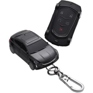 for Cadillac ATS CTS CT6 STS SRX XT5 Escalade Key Fob Cover, Compatible with 3/4/5 Buttons Smart Remote Key - Black