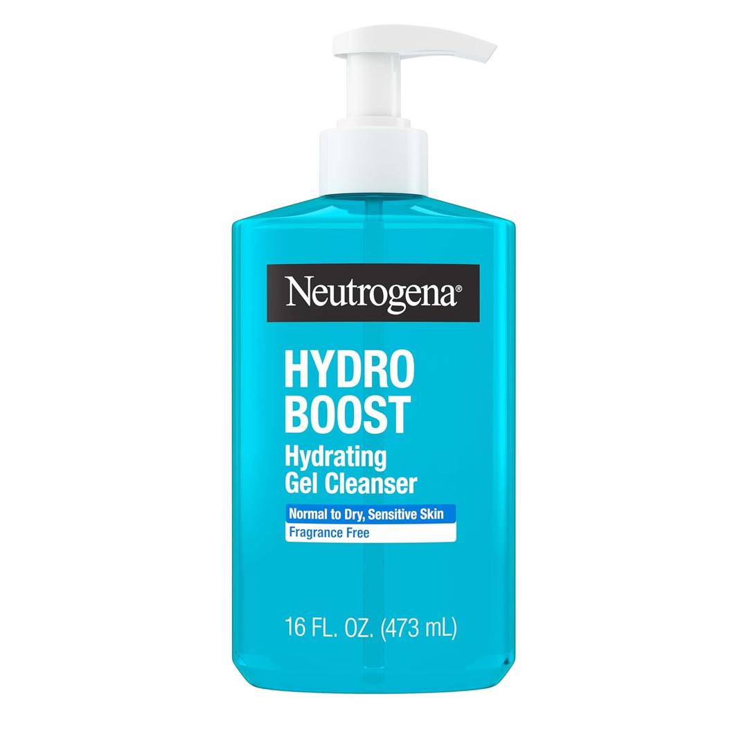 Neutrogena Hydro Boost Face Wash, Fragrance Free, Hydrating Facial Cleanser with Hyaluronic Acid, Daily Foaming Face Wash & Makeup Remover, Hypoallergenic Gel Cleanser, 16 fl. oz