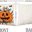 Halloween Pillow Covers 16 x 16 Inch Set of 4 Orange Polka Dots Pumpkins Boo Black Cat Ghost Throw Pillow Covers Indoor Outdoor Decorative Pillow Case for Sofa Couch Bed Living Room Decor