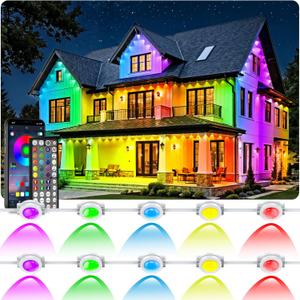 RCUICA 500FT Permanent Outdoor Lights Waterproof with Smart App Control Remote, DIY Scene Modes, Music Synchronization, Eaves Lights for Garden Decor, Deck, Christmas