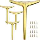 9.8 inch/25cm Shiny Gold Metal Furniture Legs Set of 4, DIY Replacement for Cabinet Legs, Sofa Legs, Chair Legs