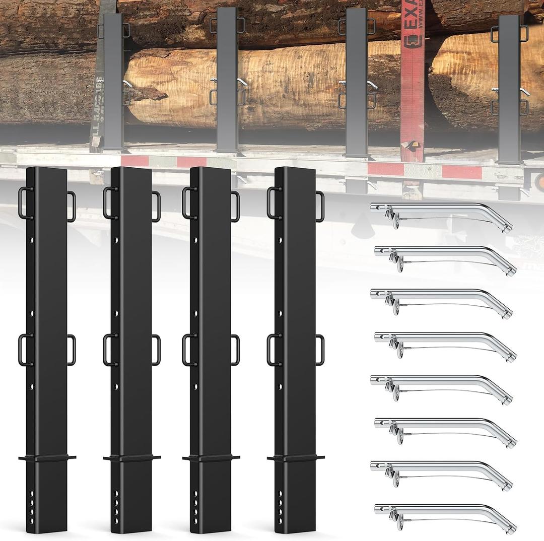 30" Heavy Duty Adjustable C Channel Pipe Stakes 4 Pack for Flatbed Trailer