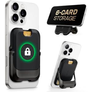 SUPCASE for MagSafe Wallet with Stand, Magnetic Wallet for Men Women, [Hold 6 Cards] [RFID Blocking] [Strong Magnetic Lock] Phone Stand Card Holder for iPhone 16/15/14/13/12 Series, Carbon Black