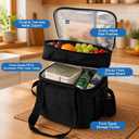 Double Deck Lunch Bag for Men Women - 18L Insulated Cooler Bag, Leakproof PEVA Lined, Large Soft Adult Lunch Box for Work, Office, Picnic, Beach, Camping, Travel (Black)