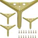 4.7 inch/12cm Brushed Gold Metal Furniture Legs Set of 4, 4pcs DIY Replacement for Short Cabinet Legs, Sofa Legs, Small Dresser Legs