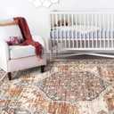 9x12 Area Rugs for Living Room: Washable Ultra Thin Rug - Oriential Stain Resistant Carpets - Large Indoor Non-Slip Rug for Bedroom Dining Room 9'x12' Brick