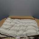 Cyusri Cotton Stripe Full Comforter Set - Soft Lightweight Bedding 3 Pieces Dyed Bed Set with 2 Pillow Shams,Reversible All Season Farmhouse Down Alternative(Full Size 80"x90" Beige)