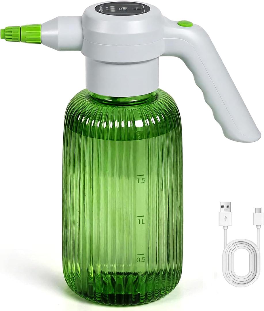 Diivoo Electric Spray Bottle 2L/0.5 Gallon, 3 Speed Flow Rechargeable Battery Powered Sprayer, Adjustable Nozzle Automatic Spray Bottle, Outdoor & Indoor Plant Sprayer for Garden