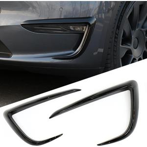 Front Fog Light Trim Cover for Tesla Model Y, 2PCS Fog Lamp Eyebrow Eyelids Cover Frame Blade Trim, Spoiler Accessories Fit Model Y 2017-2023 2024, Glossy Black