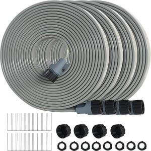 Hopegiver Sprinkler Soaker Hose 50ft 4-Pack Yard, Sprinkler Hose 200 ft for Lawn Water Saving with Stakes, Drip Irrigation Hoses Garden Watering System(Grey,50ft 4-Pack) (Gray)