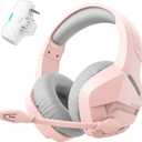 BINNUNE Wireless Gaming Headset for Xbox Series X/S, Xbox One, 120H Ultra-Long Battery, Bluetooth 5.3 Gaming Headphones with Noise-Canceling Mic, Comfortable Over-Ear Headphones,Pink