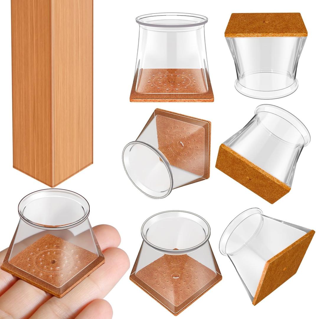 Chair Leg Floor Protectors Square, Silicone Chair Leg Protectors for Hardwood Floors, Chair Leg Caps Covers Protect Wooden Floors from Scratching 20 Pcs X-Large (Fit:1-5/8" ~ 2")