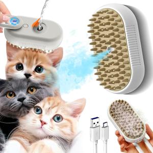 Cat Steam Brush Cats Brushs, Cat Steams Brushfor Shedding, 4-In-1 Self-Cleaning PetSteam BrushWith 360 Rotating Arm for Long and Short Hair Cats and Dogs Grooming Supplies